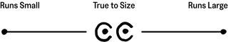 Sizing graphic that displays true to fit.