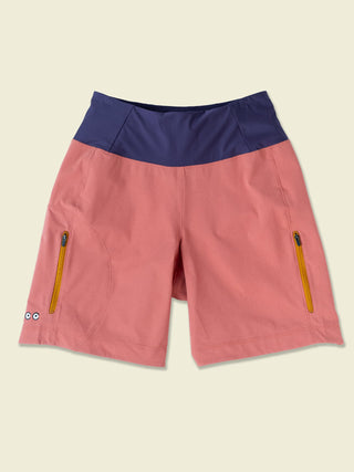 Aragon pink sold color shorts with nightshade purple yoga waist band