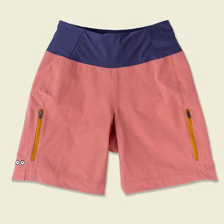 Aragon pink sold color shorts with nightshade purple yoga waist band
