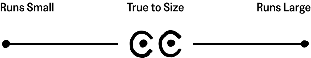 Sizing graphic that displays true to fit.